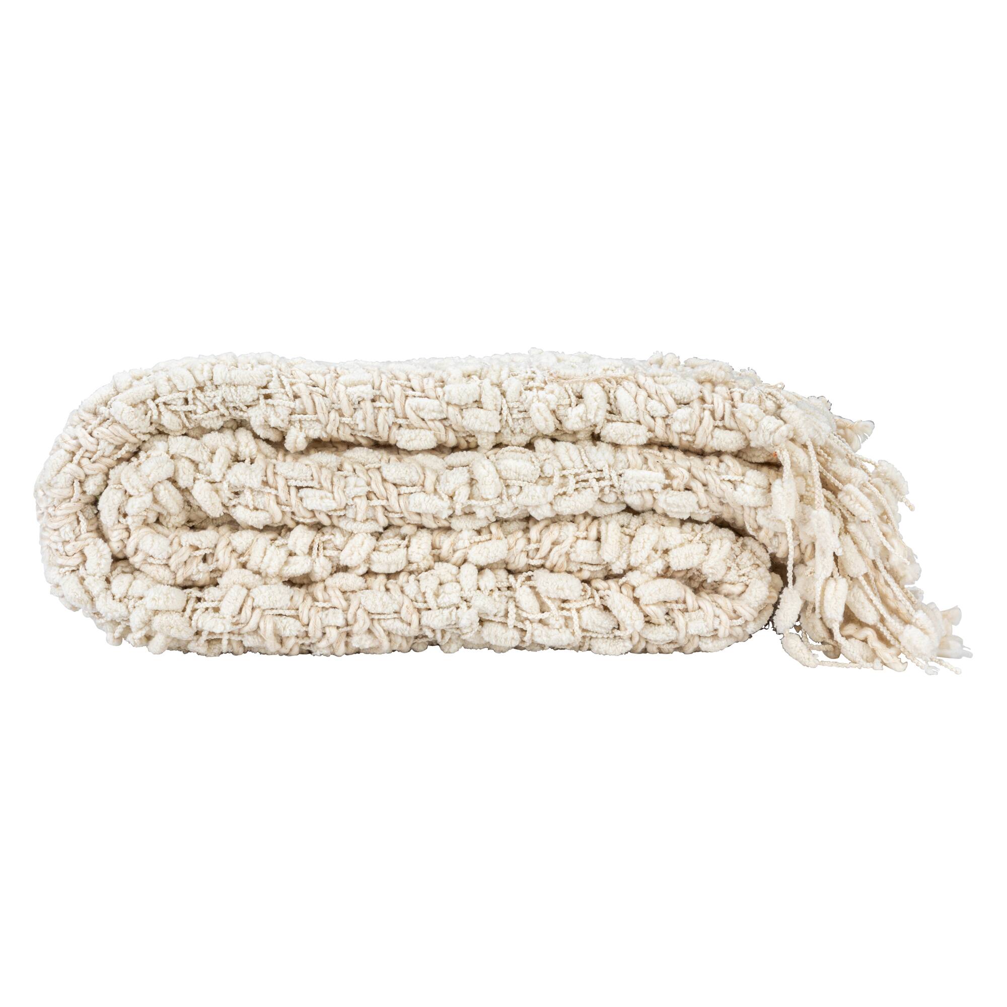 Hello Honey® Natural Cable Knit Throw Blanket with Fringe